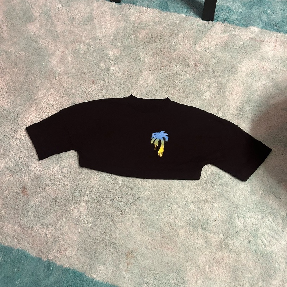 Palm Angels Black and Blue Short Sleeve Tee
